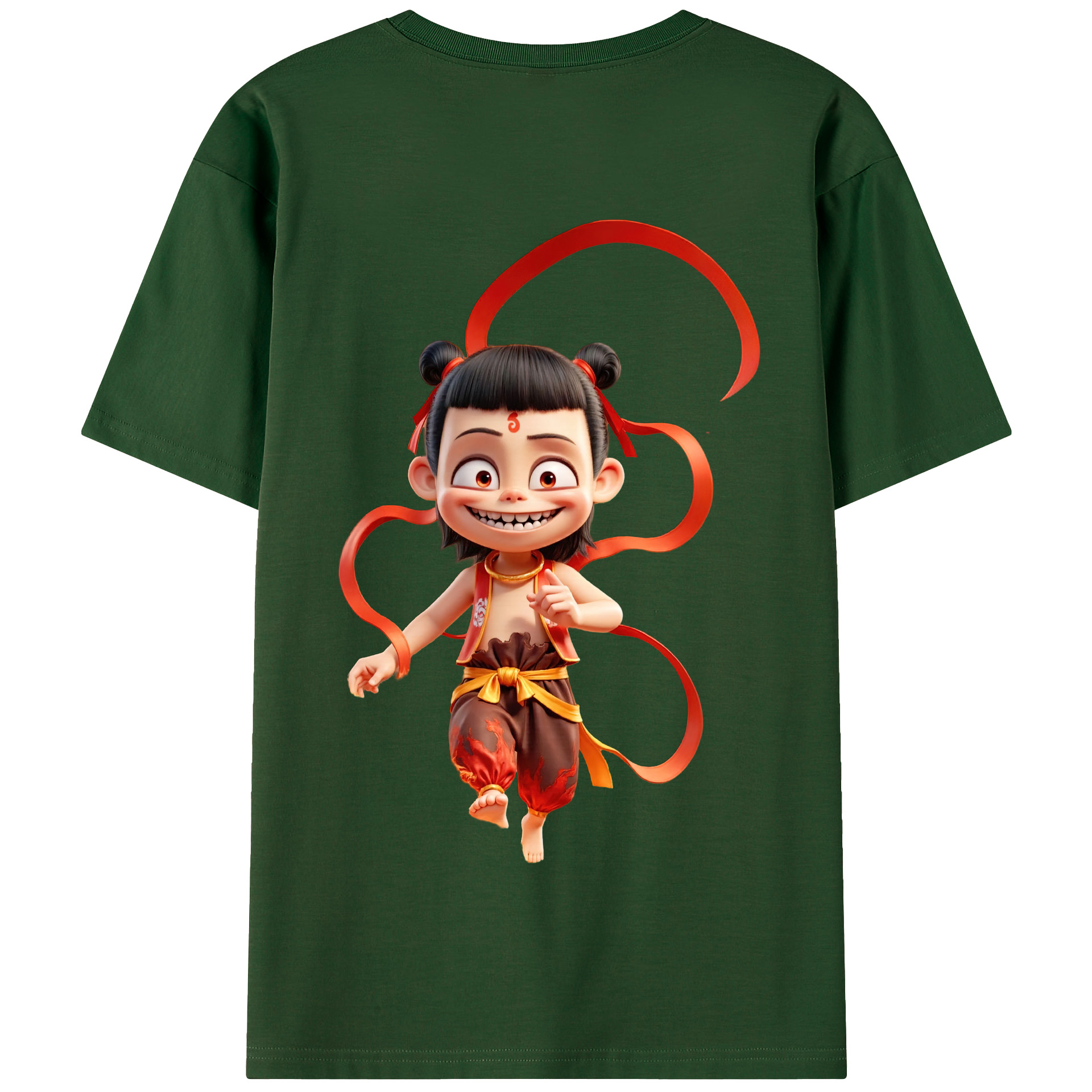 （画像用） Ne Zha 2 ナタ 魔童の大暴れ 綿100％半袖Tシャツ（背面プリント）